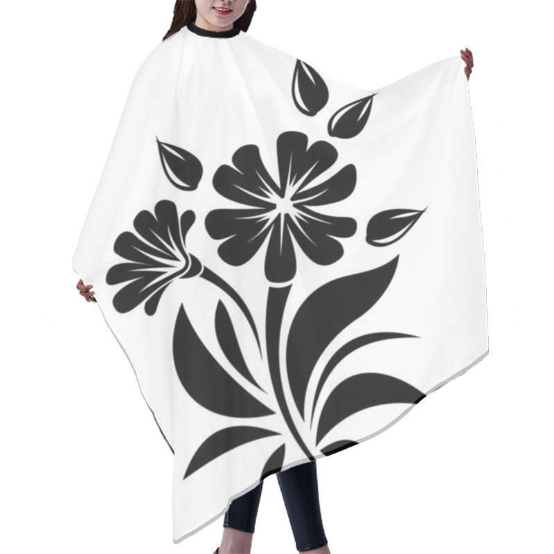 Personality  Black Silhouette Of Flowers. Vector Illustration. Hair Cutting Cape