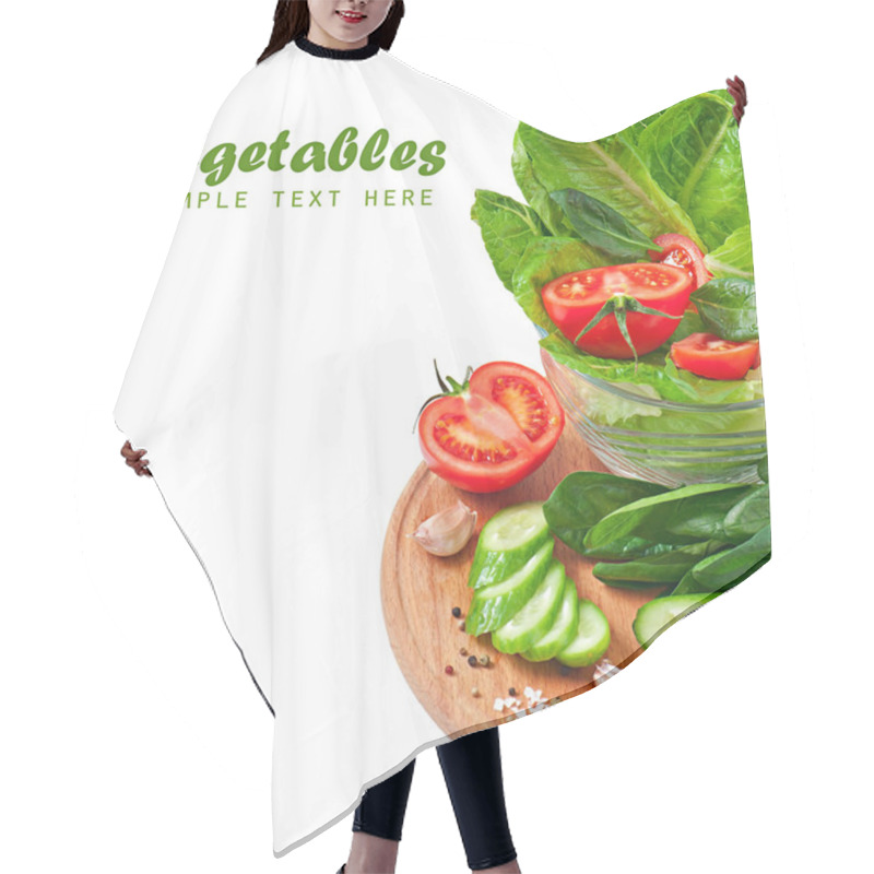 Personality  Fresh Vegetables On The White With Space For Text Hair Cutting Cape