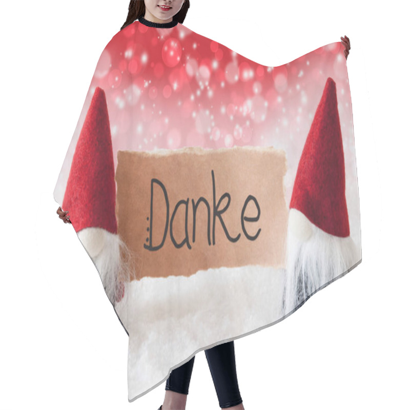 Personality  Santa Claus, Red Hat, Danke Means Thank You, Red Background Hair Cutting Cape