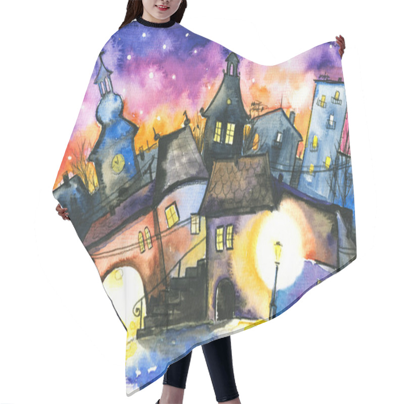 Personality  Town At Night Hair Cutting Cape