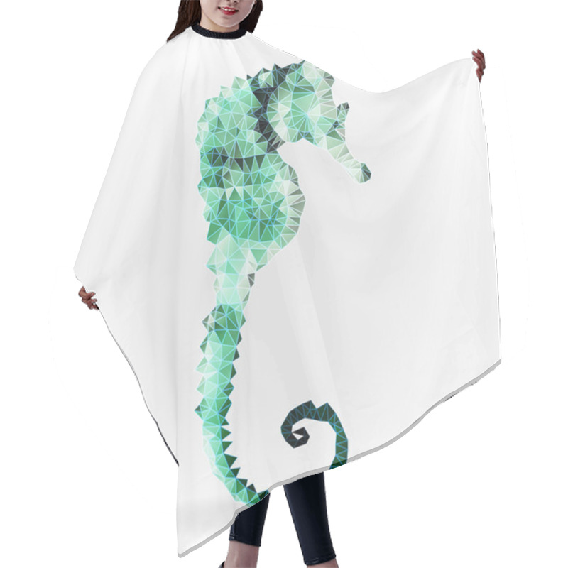 Personality  Green Seahorse, Hippocampus Antiquorum. Vector Illustration On White Background, Triangular Geometric Style. Hair Cutting Cape