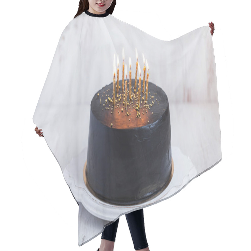 Personality  Black Round Birthday Cake   Hair Cutting Cape