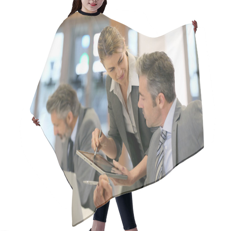 Personality  Business Partners In Office Hair Cutting Cape