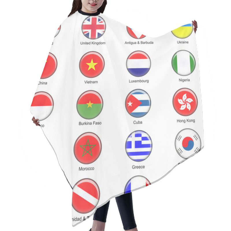 Personality  Vector World Flag Buttons Hair Cutting Cape