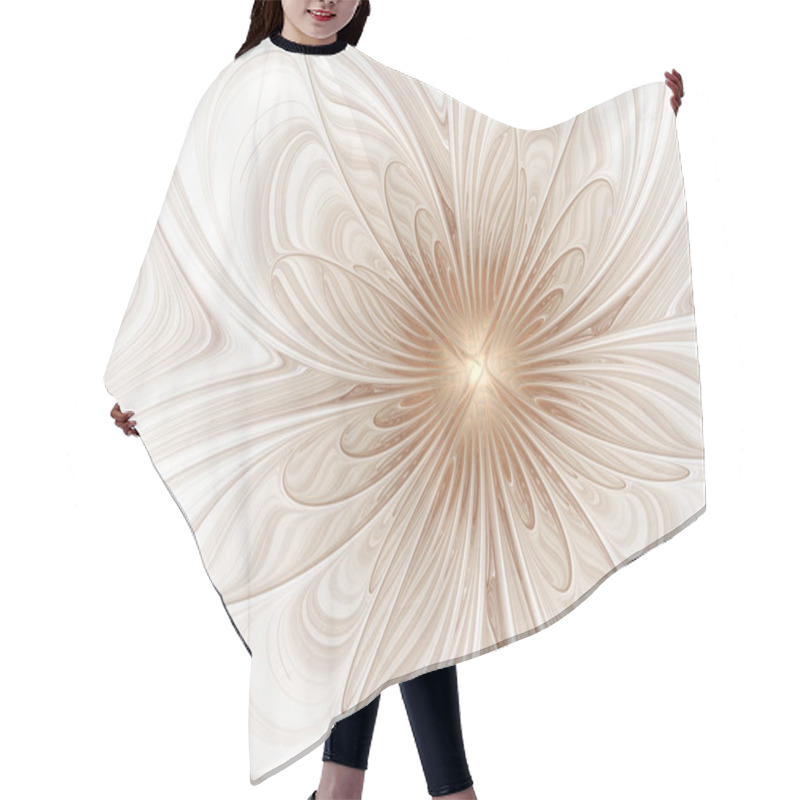 Personality  Abstract Fractal Beige Flower On A White Background Hair Cutting Cape