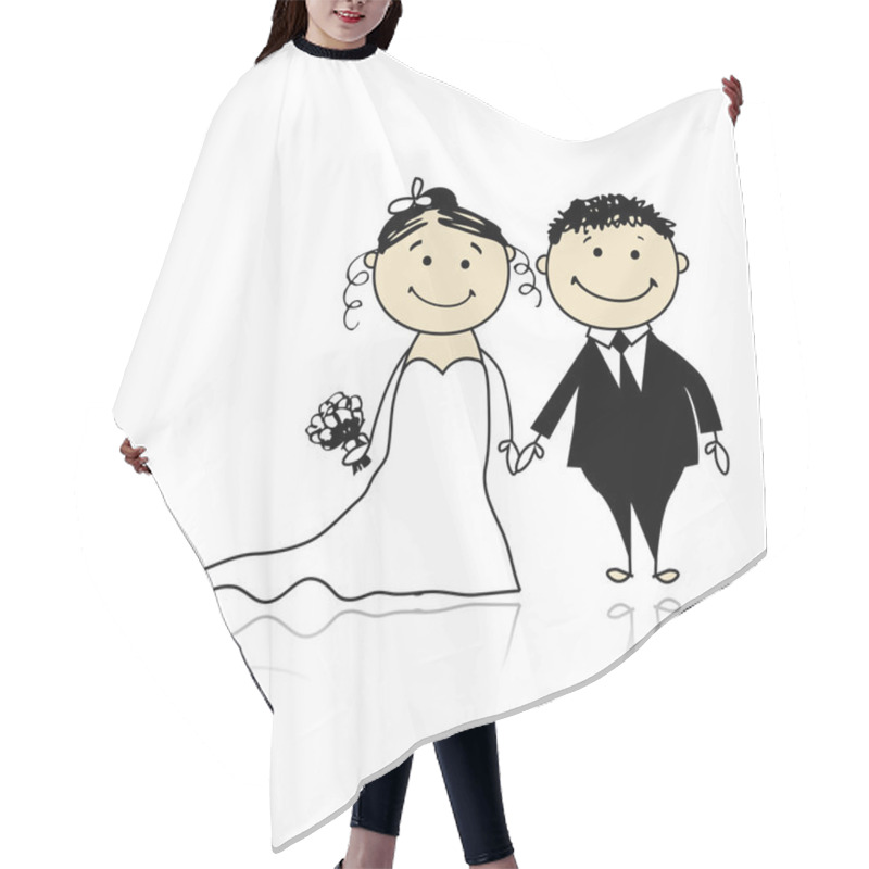 Personality  Wedding Ceremony - Bride And Groom Together For Your Design Hair Cutting Cape