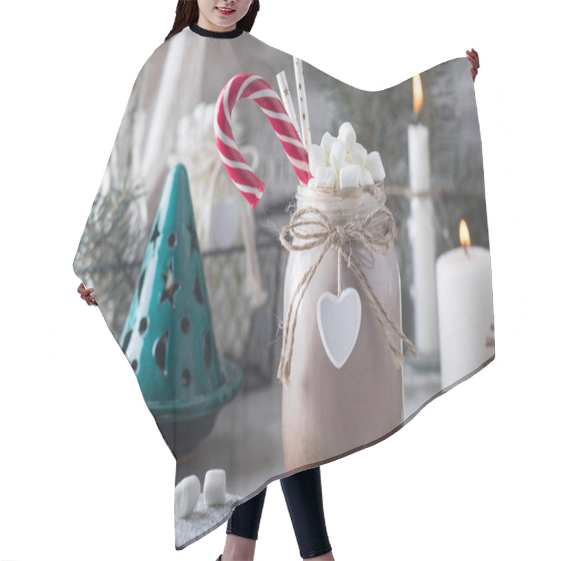 Personality  Cocoa With Marshmallows In Glass Jar   Hair Cutting Cape