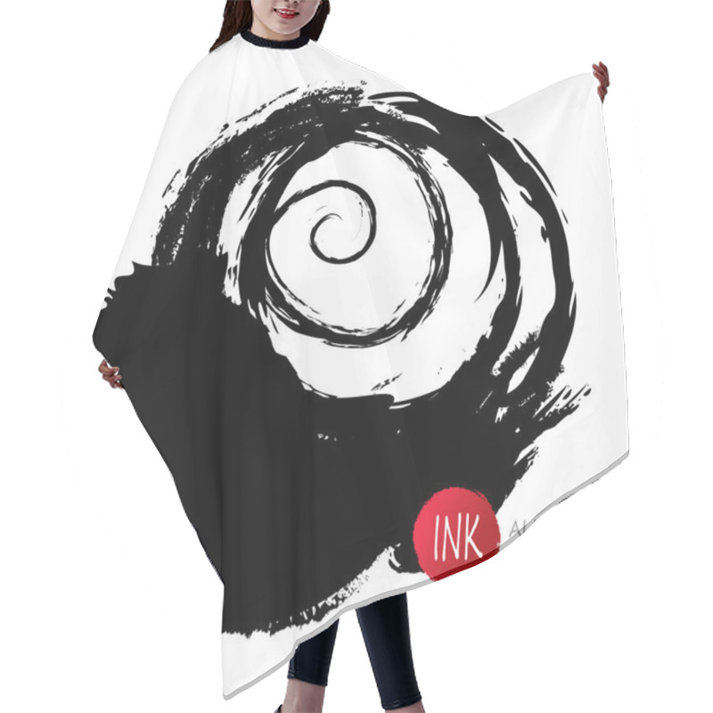 Personality  Black Swirl Rose Paint By Ink Splashes - Vector Ink Whirlpool Abstract Background With Drops And Swirl - Symbolic Modern Art, Abstract Rose Flower. Hair Cutting Cape