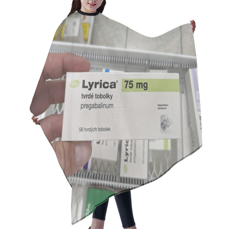 Personality  Prague, Czech Republic - August 28 2024: LYRICA Box With PREGABALIN Active Substance By PFIZER, Used For Nerve Pain, Epilepsy, And Anxiety Disorders. Hair Cutting Cape