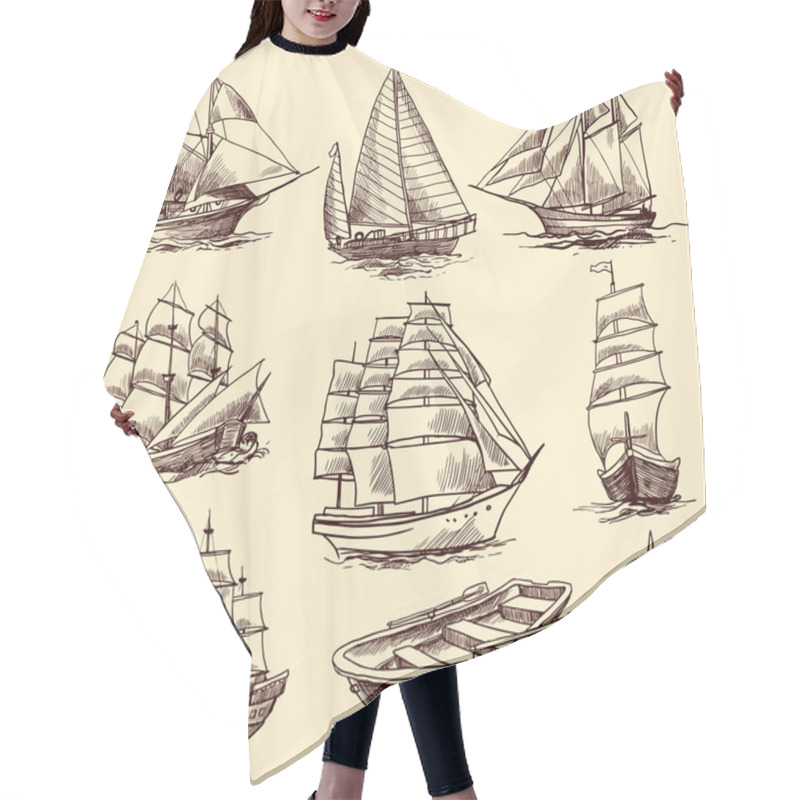 Personality  Ships And Boats Sketch Set Hair Cutting Cape