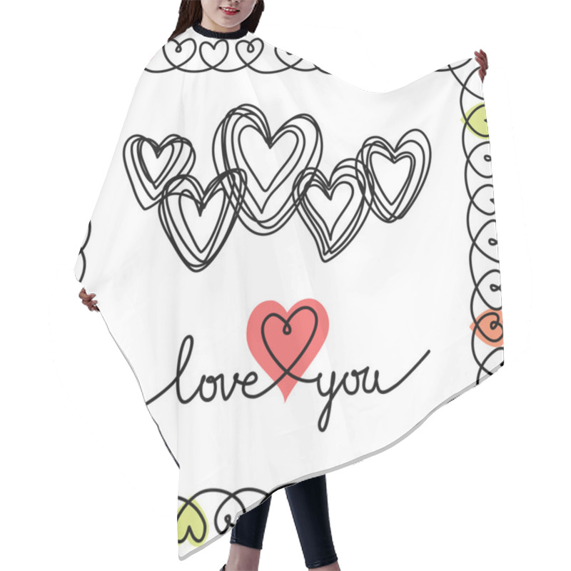 Personality  Doodle Hearts And Frame Hair Cutting Cape