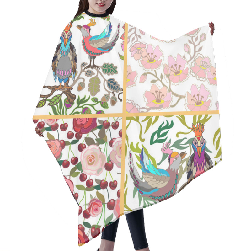 Personality  Set Of Seamless Kimono Pattern Hair Cutting Cape