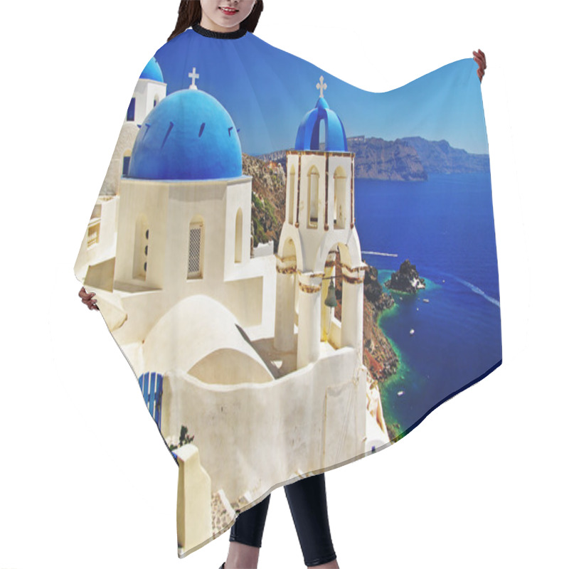 Personality  White-blue Santorini - View Of Caldera With Churches Hair Cutting Cape