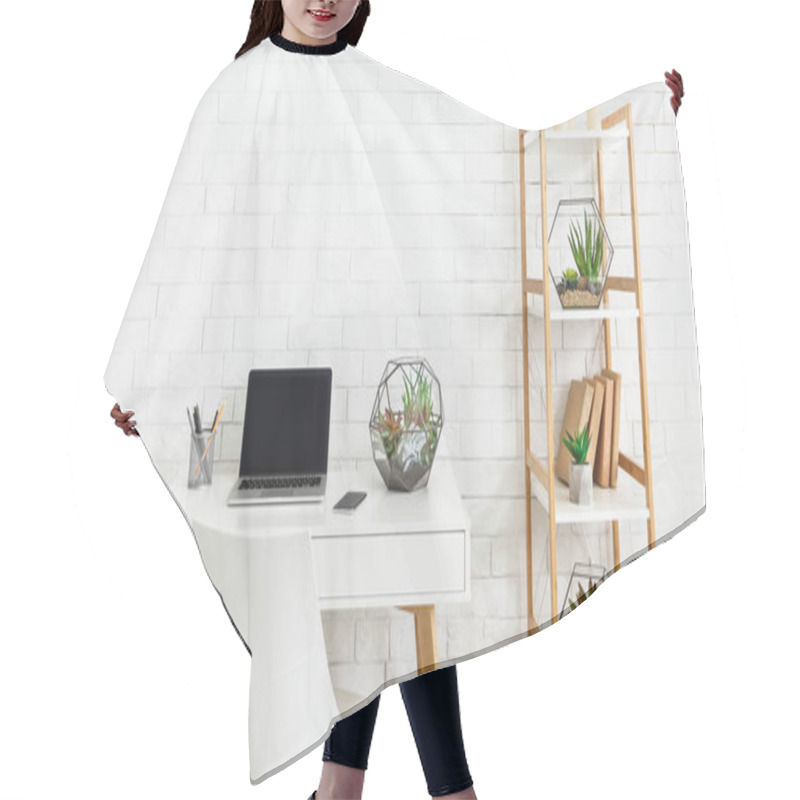 Personality  Minimalistic Modern Interior Concept, Home Office Hair Cutting Cape