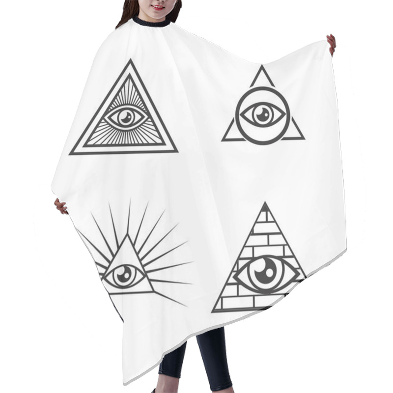 Personality  Egyptian Pyramids Icon Set In Flat And Line Style Hair Cutting Cape