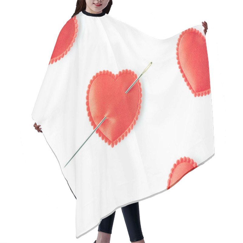 Personality  Red Hearts And Sewing Needle Hair Cutting Cape