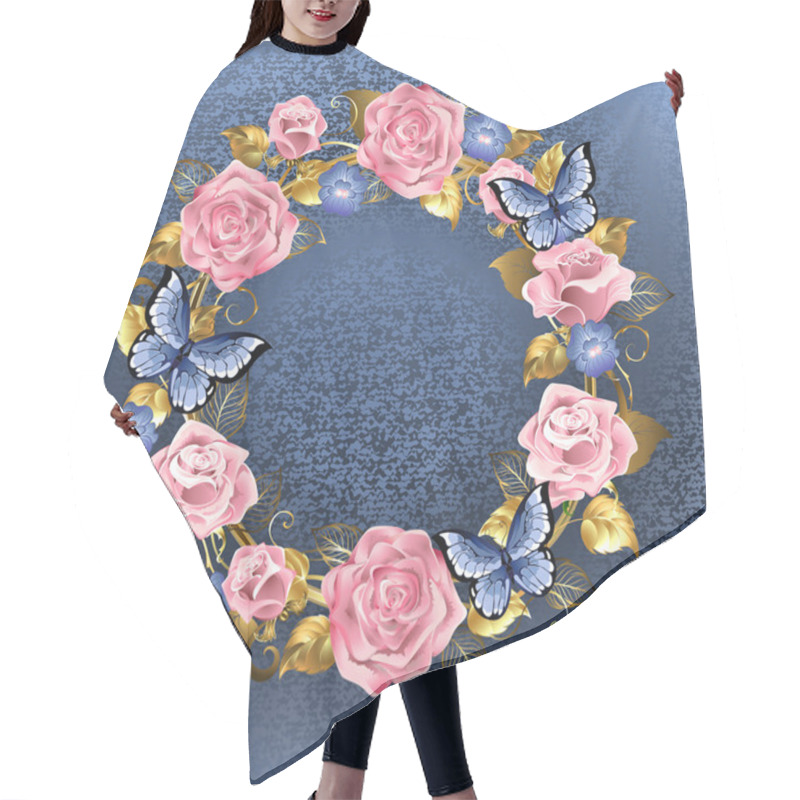 Personality  Circle Of Pink Roses Hair Cutting Cape