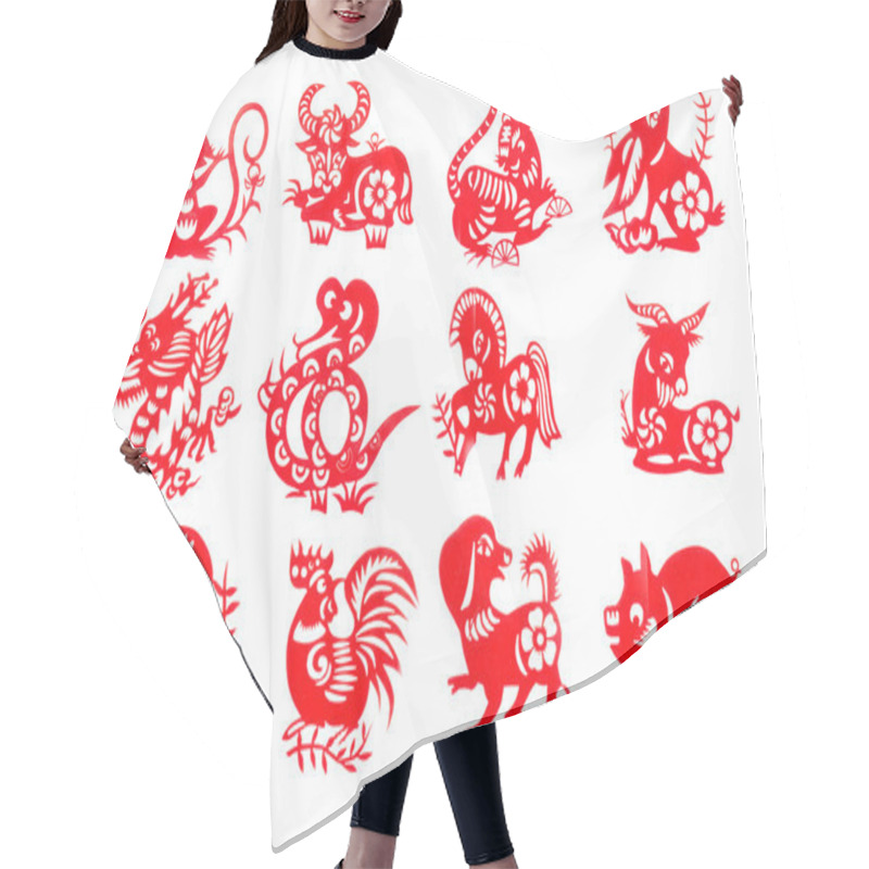 Personality  Chinese Zodiac 12 Set Red Paper Cut Collection Traditional Which Import From China For Decoration In Chinese New Year Festival . Hair Cutting Cape