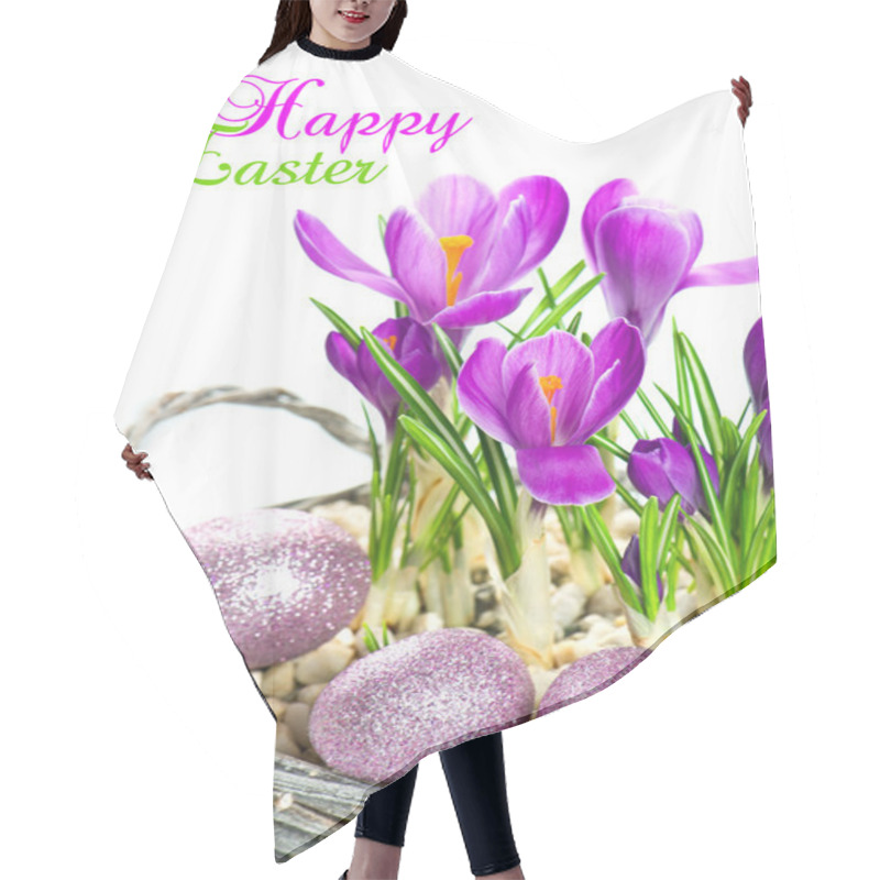 Personality  Beautifil Spring Crocus Flowers With Easter Eggs Decoration Hair Cutting Cape