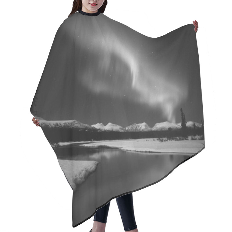 Personality  Aurora Natural Phenomenon Background  In Black And White HDR Hair Cutting Cape