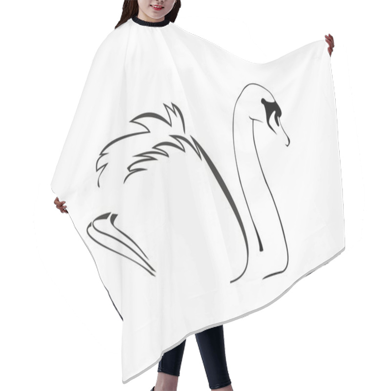 Personality  Sketch Of Swan By Black Lines Hair Cutting Cape