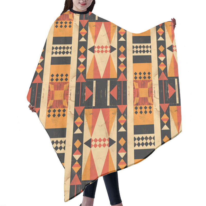 Personality  The Seamless Pattern Background Is Inspired By African Tribal Patterns, Intricate Geometric Shapes, And Tribal Symbols. Hair Cutting Cape