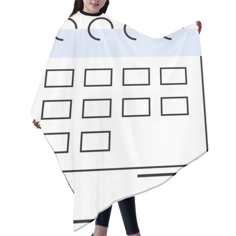 Personality  Calendar Grid With Spiral Binding And A Stopwatch. Ideal For Productivity, Planning, Schedules, Deadlines, Appointments, Event Tracking, Efficiency, Abstract Line Flat Metaphor Hair Cutting Cape