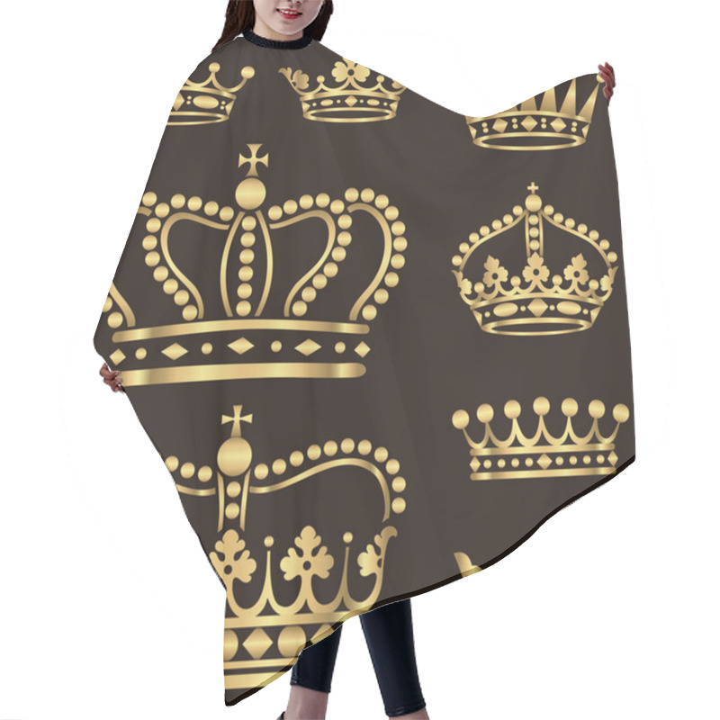 Personality  Gold Crown Set Hair Cutting Cape