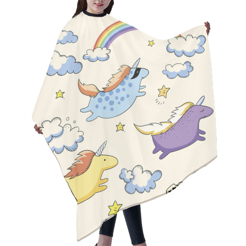 Personality  Flying Unicorns And Rainbow Hair Cutting Cape