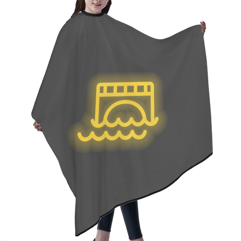 Personality  Bridge Over Water Yellow Glowing Neon Icon Hair Cutting Cape