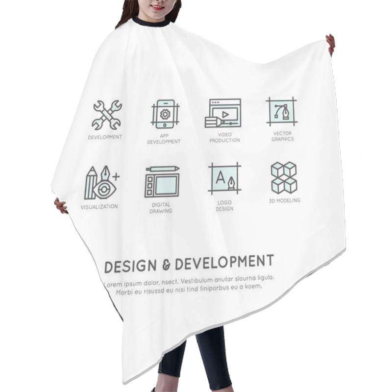 Personality  Illustration Of Design And Development Tools, App, Web And Computer Developing Hair Cutting Cape