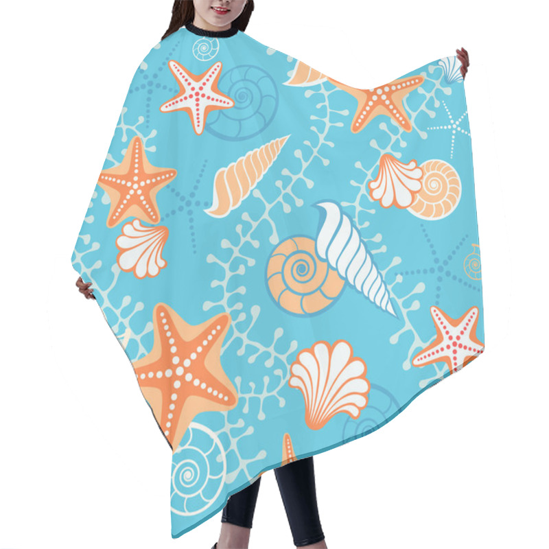 Personality  Seamless Retro Sea Blue Pattern Hair Cutting Cape