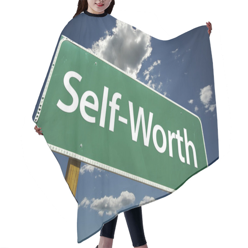 Personality  Self-Worth Green Road Sign Hair Cutting Cape