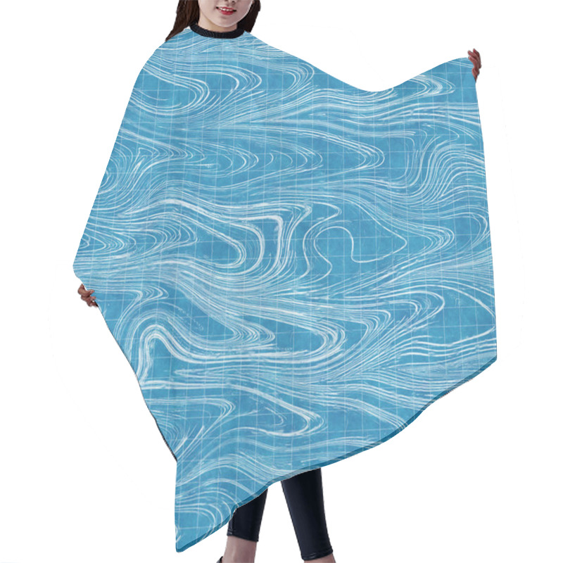 Personality  Seamless Bright Blue Blueprint Pattern For Textile And Print Hair Cutting Cape