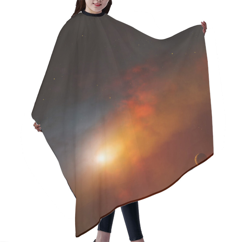 Personality  A Beautiful Space Nebula Planet Background. 3D Illustration Hair Cutting Cape