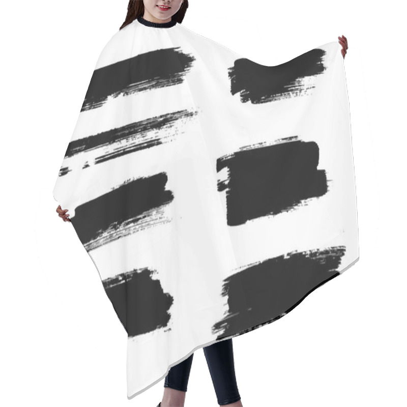 Personality  Vector Brush Stroke. Distressed Texture. Isolated Black Stripes. Grunge Design Elements. Hair Cutting Cape