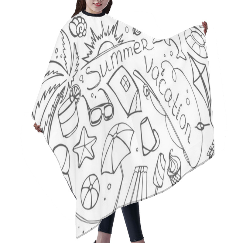 Personality  Doodle Vector Set Of Summer Vacation Hair Cutting Cape