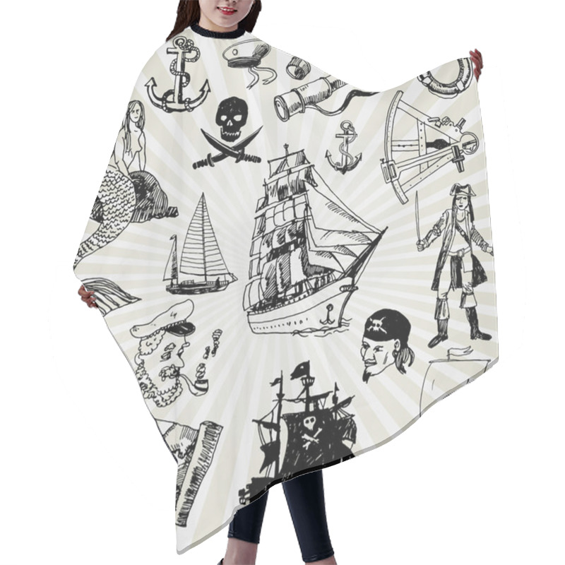 Personality  Adventures Theme Hand Drawn Hair Cutting Cape