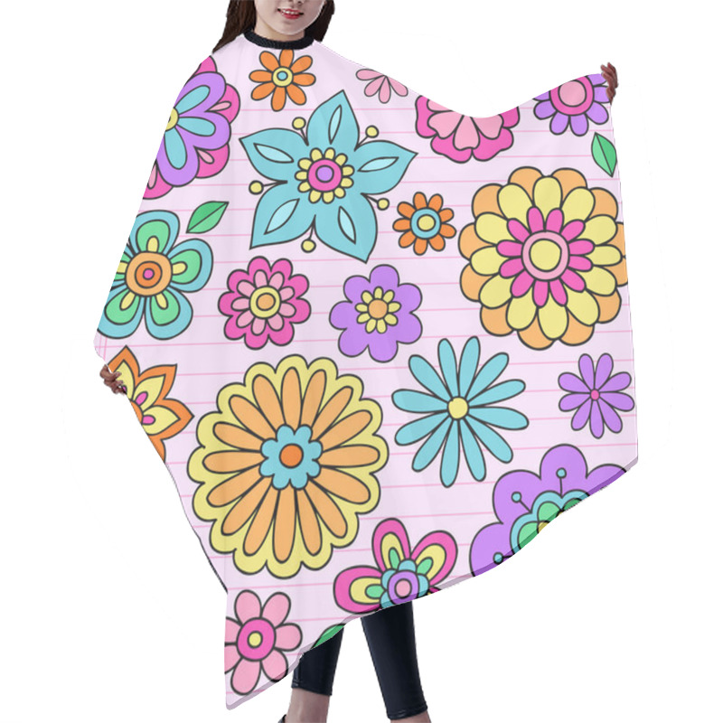 Personality  Flower Power Doodles Groovy Psychedelic Flowers Vector Set Hair Cutting Cape