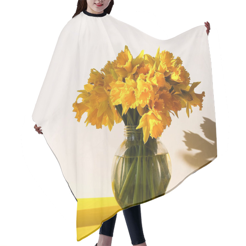 Personality  Beautiful Bouquet Of Spring Yellow Narcissus Flowers Or Daffodils. Hair Cutting Cape