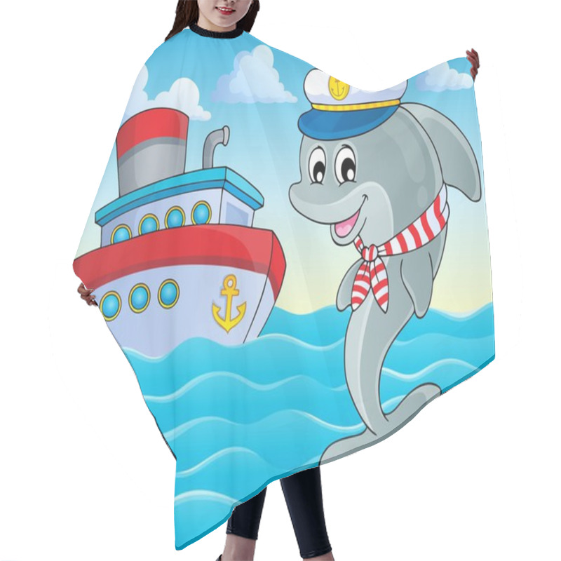 Personality  Image With Dolphin Theme 2 Hair Cutting Cape