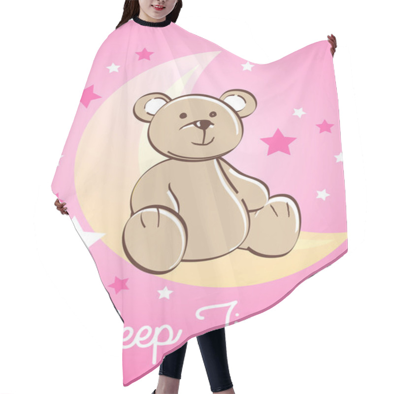 Personality  Teddy Bear Sitting On A Moon With Stars Hair Cutting Cape