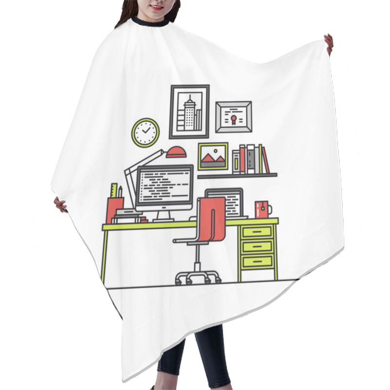 Personality  Developer Workspace Line Style Hair Cutting Cape