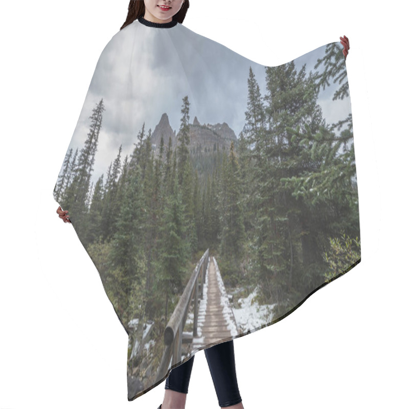 Personality  Narrow Bridge Along The Trails At Lake O'Hara In Yoho National Park, British Columbia, Canada Hair Cutting Cape