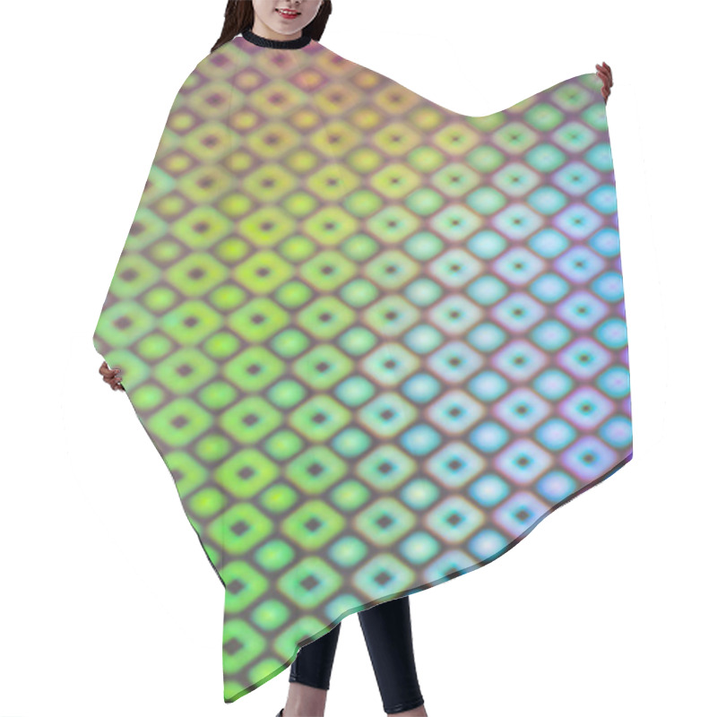 Personality  Abstract Cell Holographic Blur Background. Bright Rainbow Optical Illusion Texture. Hair Cutting Cape