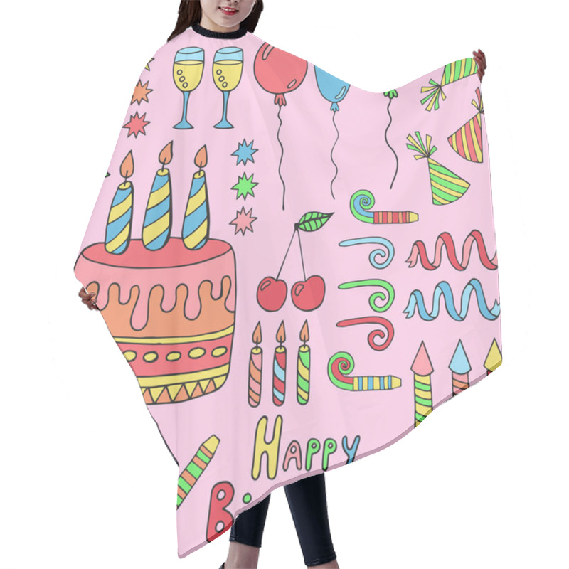 Personality  Hand Drawn Birthday Set Hair Cutting Cape