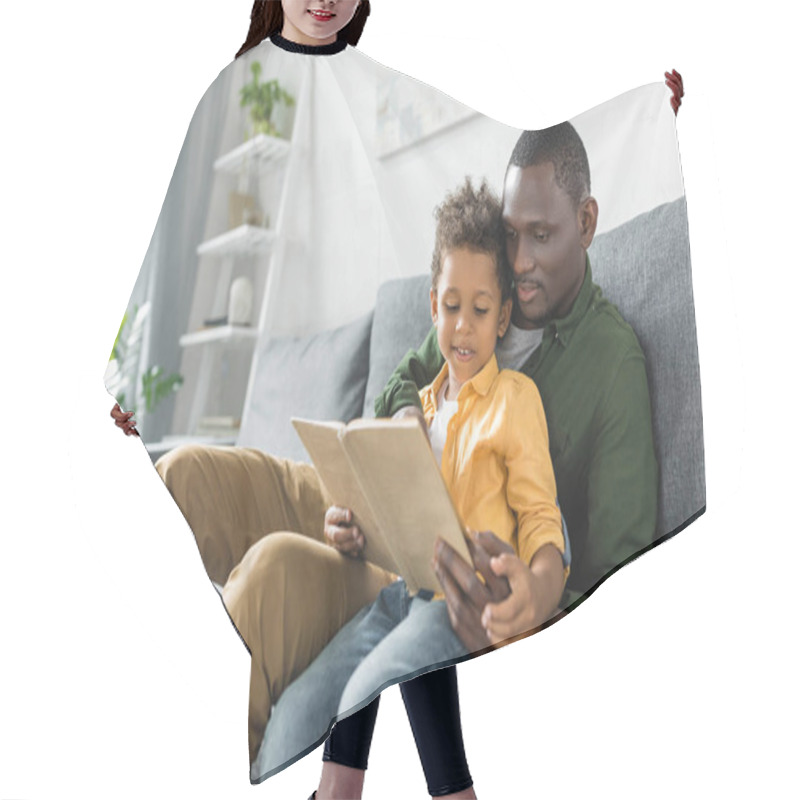 Personality  Father And Son Reading Book Together Hair Cutting Cape