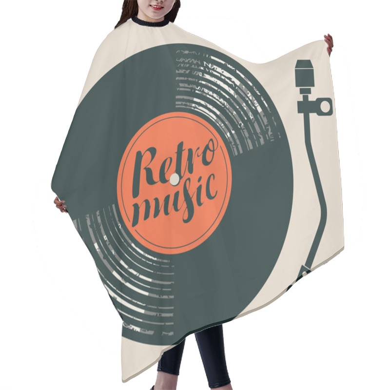 Personality  Poster Retro Music With Vinyl Record And Player Hair Cutting Cape