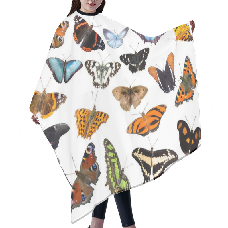 Personality  Set Of Butterflies Isolated White Background Hair Cutting Cape