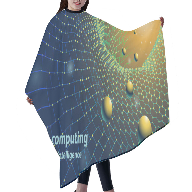 Personality  Quantum Technology Concept. Deep Learning Artificial Intelligence. Quantum Grid Space. Vector Illustration. Hair Cutting Cape